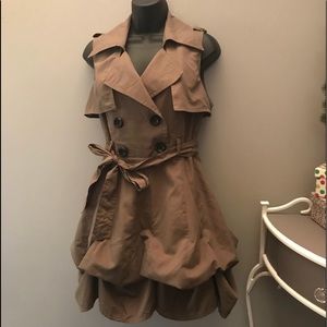 Army green “pick-up” skirted raincoat style dress